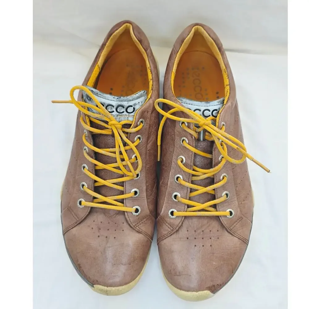 ECCO Biom Hybrid Golf Shoes Mens EU 44/ 10-10.5 Brown  Leather Spikeless Lace Up